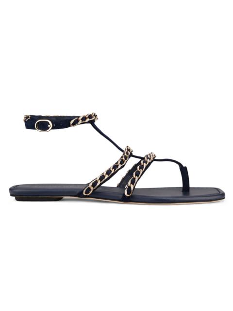 Stuart Weitzman Women's Soluxe Chain-Strap Suede Sandals - Nice Blue