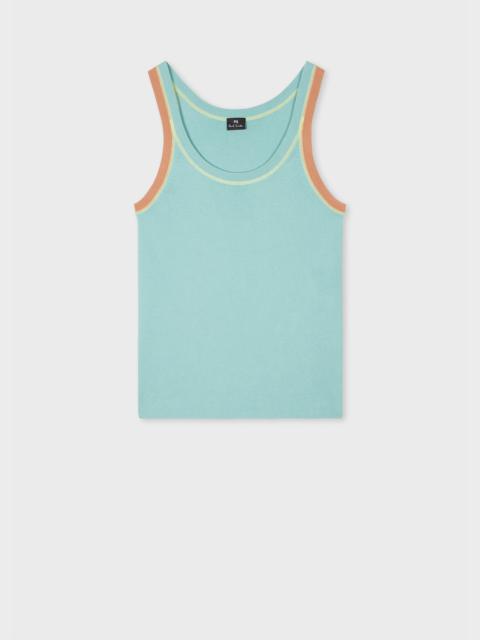 Paul Smith Women's Turquoise Cotton Contrast Overlock Knitted Vest