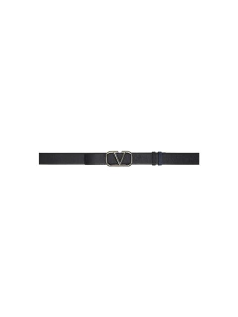 Valentino Black & Navy VLogo Signature Reversible Belt
