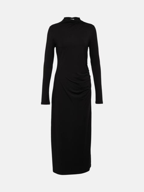 Vince Ruched high-neck jersey midi dress
