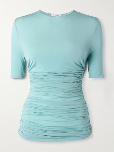 Alaïa Ruched Stretch-jersey T-shirt