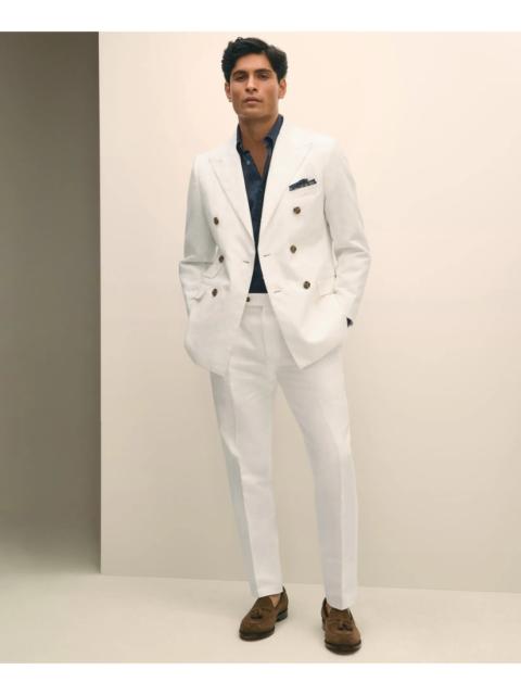 Brooks Brothers Slim Fit Cotton-Linen Herringbone Single-Pleat Suit Pants