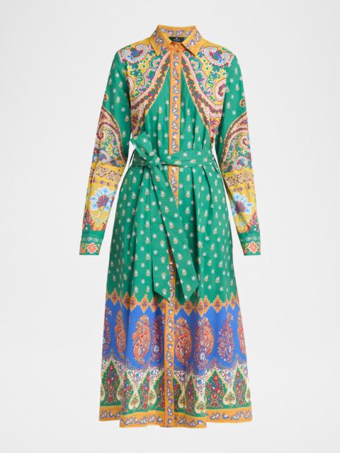 Etro Belted Paisley Cotton Midi Shirtdress