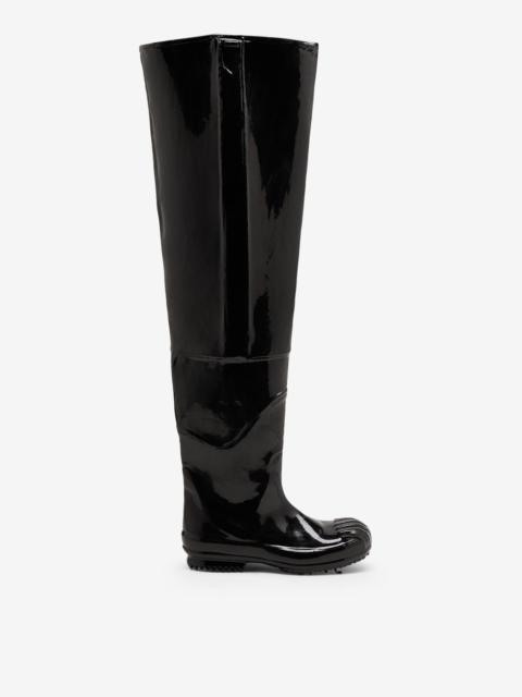 Maison Margiela Rubber leather thigh-high boots