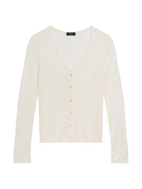 Theory Women's Jersey Edge Sheer Cardigan - Ivory