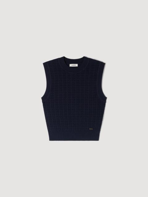 Sandro TEXTURED CROPPED KNIT SWEATER