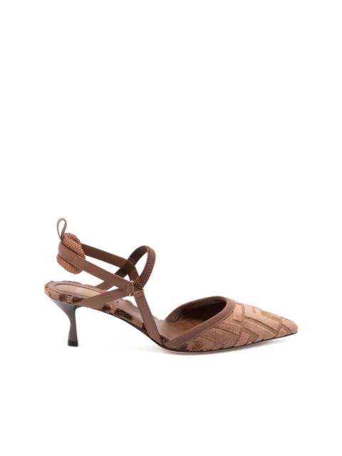 FENDI 55mm monogram-patterned slingback pumps