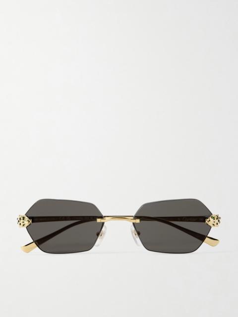 Cartier Panthère De Cartier Rimless Hexagon-frame Gold-tone Sunglasses