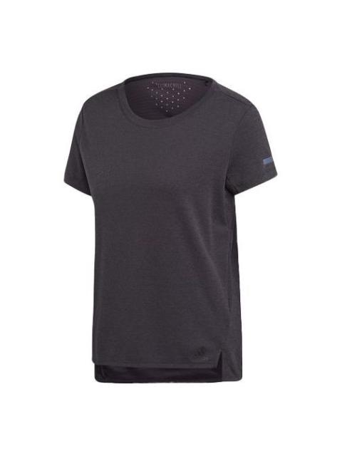 adidas (WMNS) adidas Training Sports Round Neck Short Sleeve Metallic Black EI6380