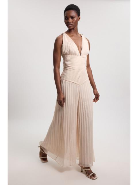 KAREN MILLEN Crinkle Cross Back Georgette Woven Jumpsuit