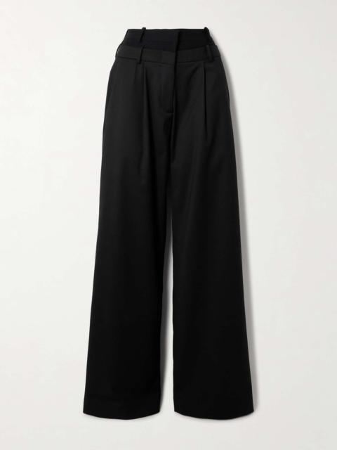 16ARLINGTON Ivlia layered pleated crepe wide-leg pants Black