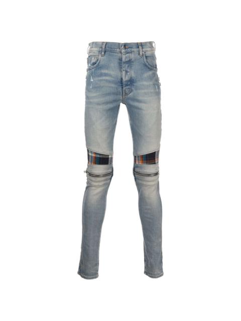 mid-rise contrasting-panel skinny jeans