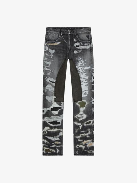 Givenchy JEANS IN DESTROYED DENIM AND MOLESKIN