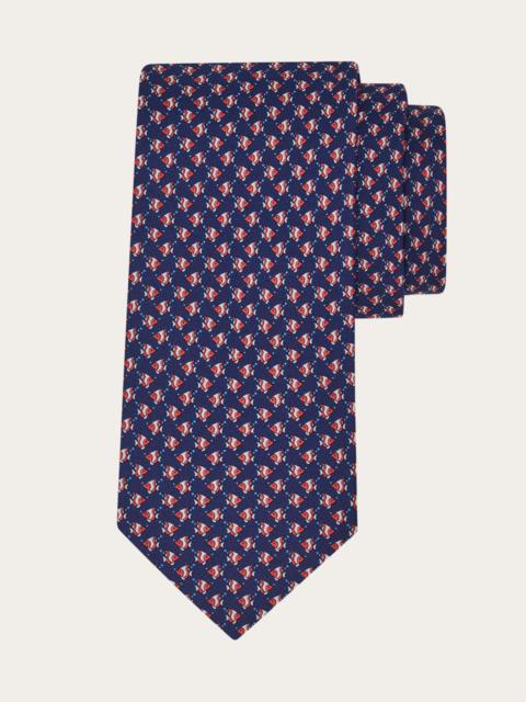 FERRAGAMO Mini fish print silk tie