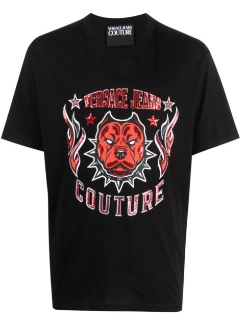 VERSACE JEANS COUTURE sequin-embellished logo T-shirt