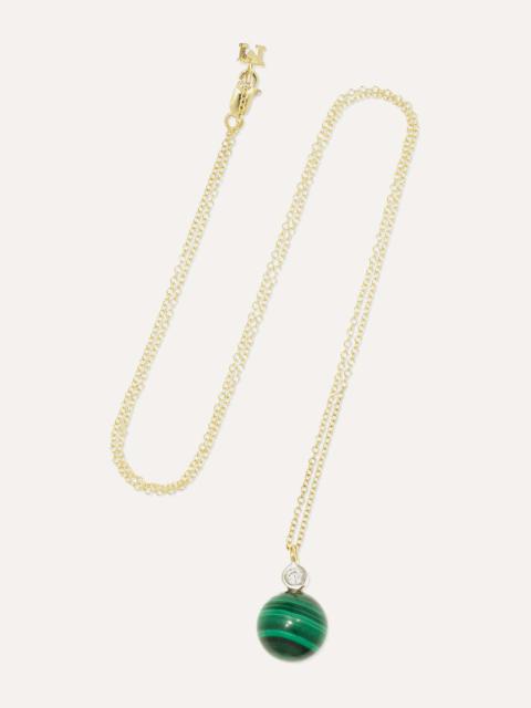 MATEO 14-karat gold, malachite and diamond necklace