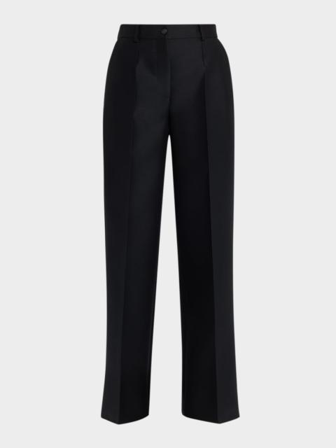 【関税＆送料込み】Dolce & Gabbana Flare Pant Flared branded stretch lace pants in Pink for Women
