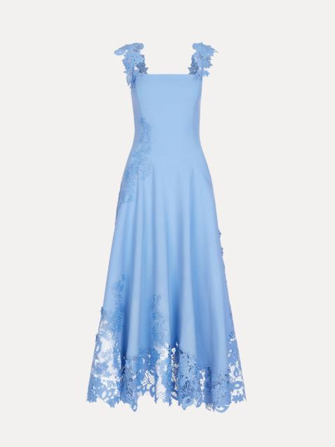 Oscar de la Renta PORCELAIN FLOWER GUIPURE DRESS