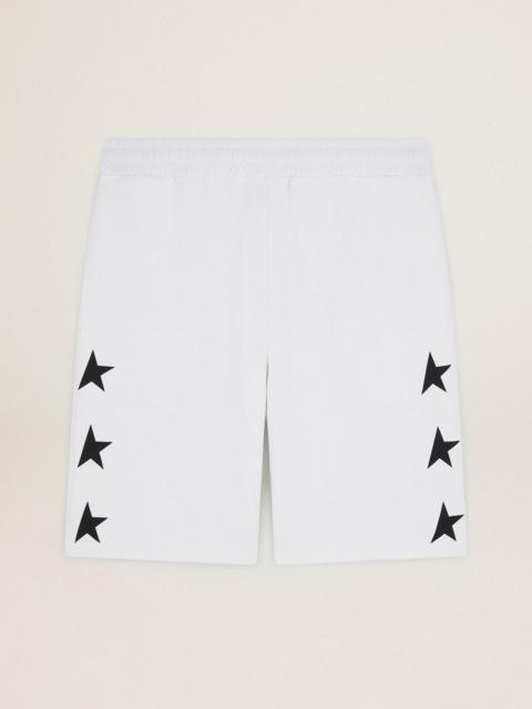 Men's vintage white bermuda shorts with contrasting black stars