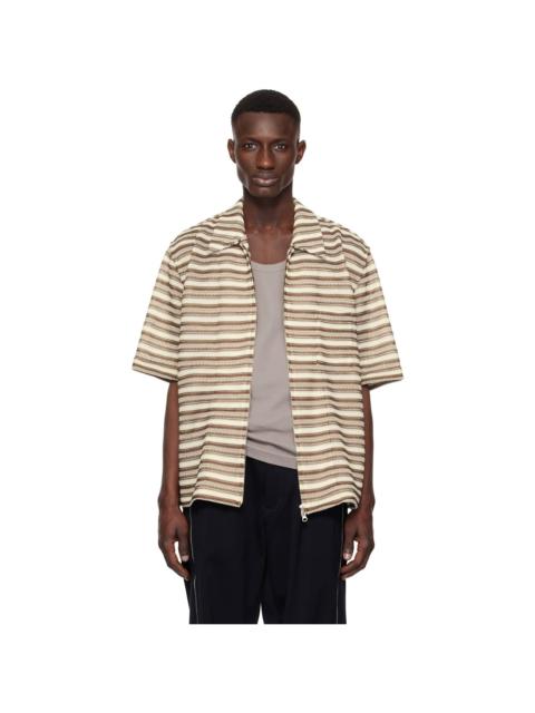 Song for the Mute Brown & Off-White Zip Up Box Shirt