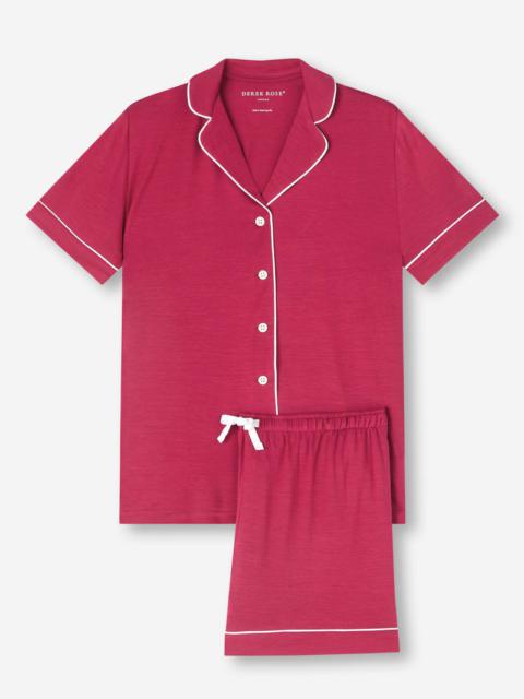 Derek Rose Women's Short Pyjamas Lara Micro Modal Stretch Berry