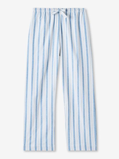 Derek Rose Women's Lounge Trousers Kelburn 31 Brushed Cotton Blue