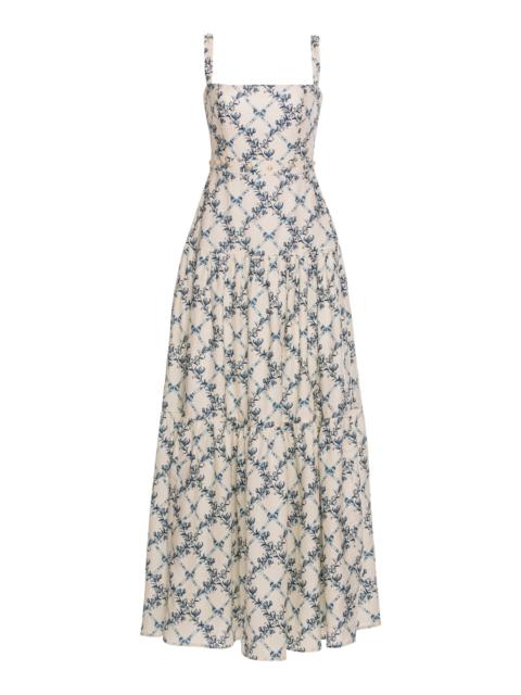 Agua by Agua Bendita Lima Gathered Linen Maxi Dress ivory