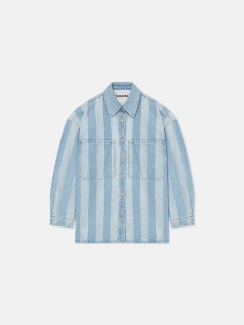 Nanushka Striped Denim Long-Sleeve Shirt