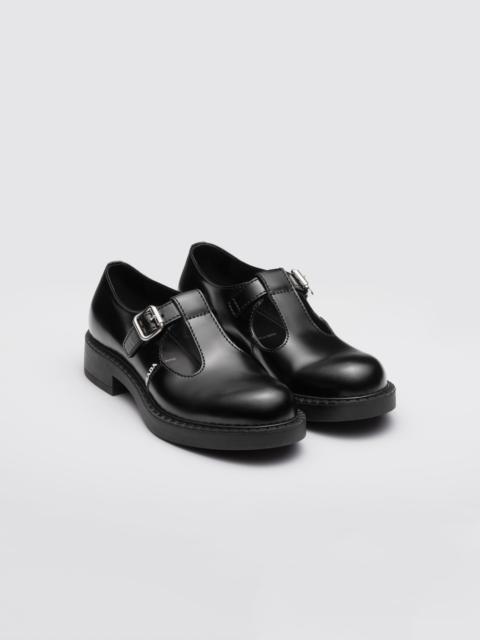 Brushed-leather Mary Jane T-strap shoes