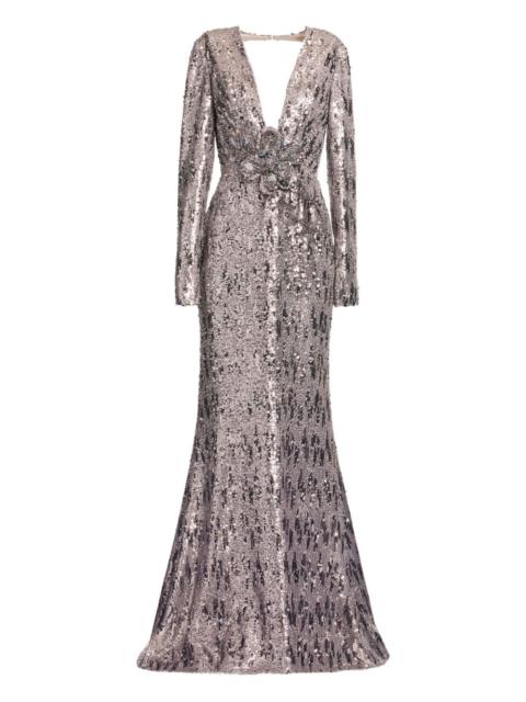 ELIE SAAB sequin-embellished open-back maxi dress