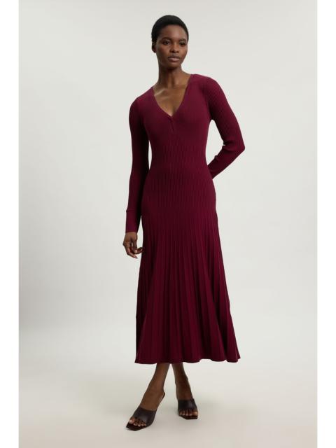 KAREN MILLEN Knit Pointelle Stitch Detail Midi Dress