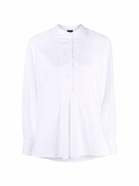 Mandarin-collar cotton blouse