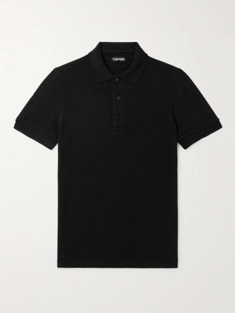Lyocell and Cotton-Blend Piqué Polo Shirt