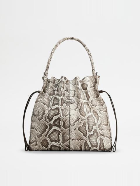 Tod's TOD'S DI BAG BUCKET BAG IN PYTHON MEDIUM WITH DRAWSTRING - BEIGE, BROWN