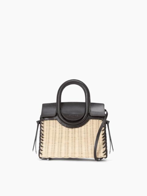 STAUD Maude Mini Wicker Carryall in Natural/Espresso