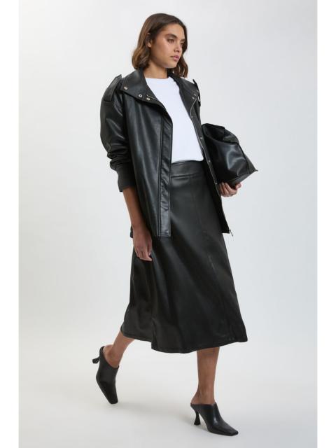 KAREN MILLEN Faux Leather A Line Midi Skirt