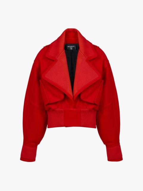 Balmain Oversized red wool bomber jacket