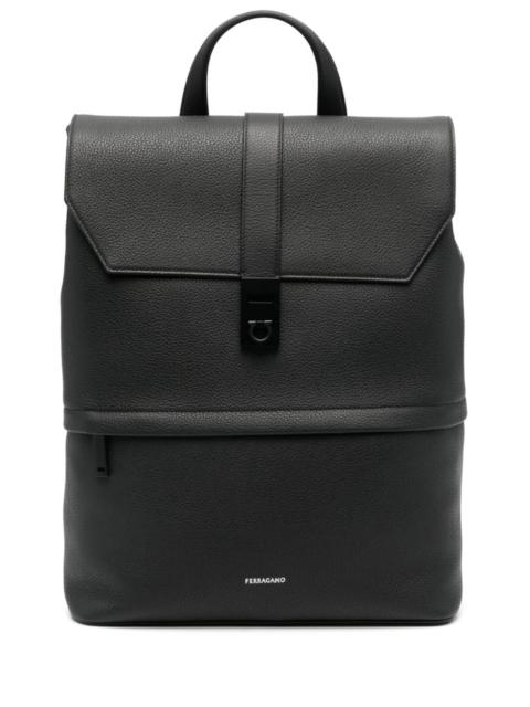 logo-debossed leather backpack