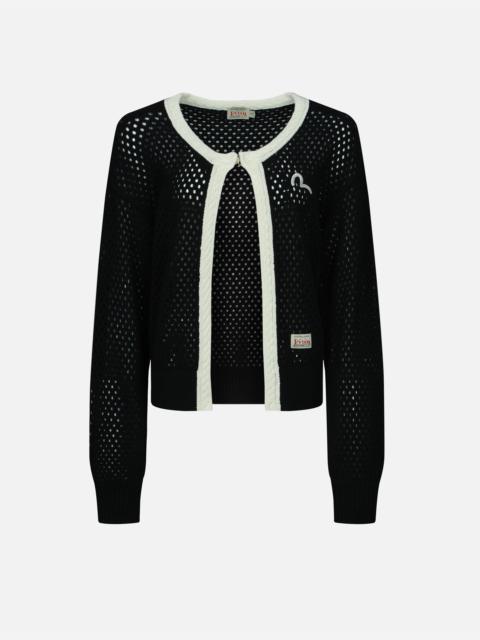 EVISU SEAGULL EMBROIDERY OPEN-KNITTED CARDIGAN