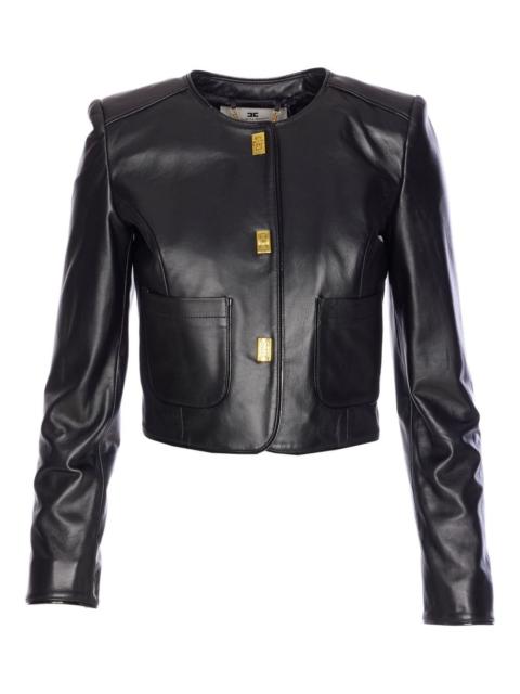 ELISABETTA FRANCHI hook-fastening leather jacket