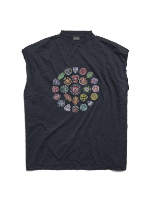 BALENCIAGA Men's Spiral Crest Sleeveless T-shirt in Black Faded