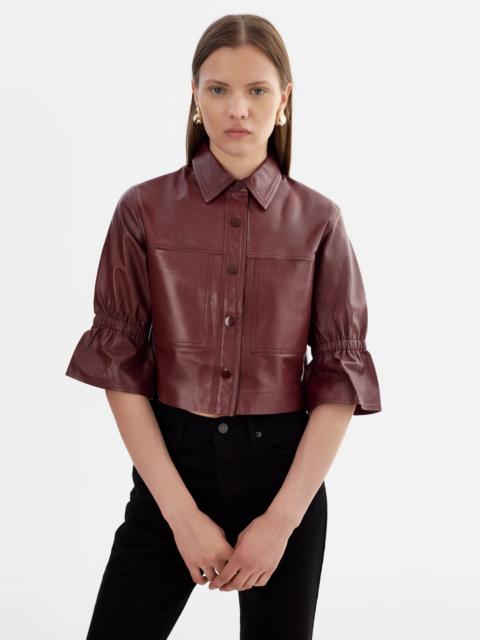LAMARQUE CAROLINA | Ruffle Sleeve Leather Jacket