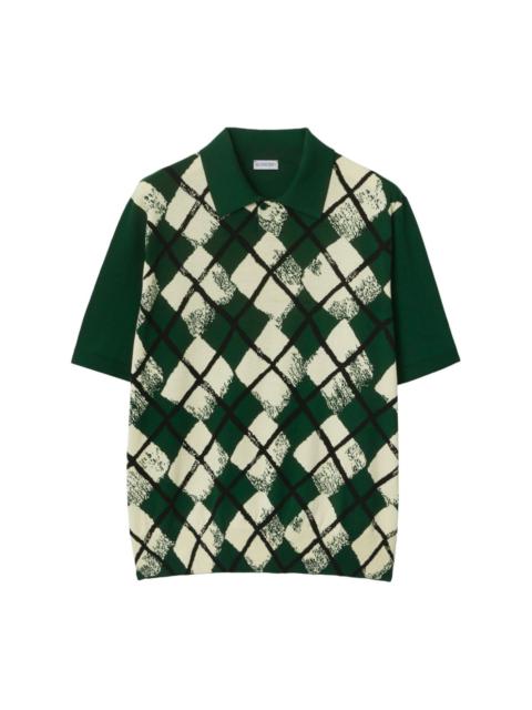 argyle-pattern polo shirt
