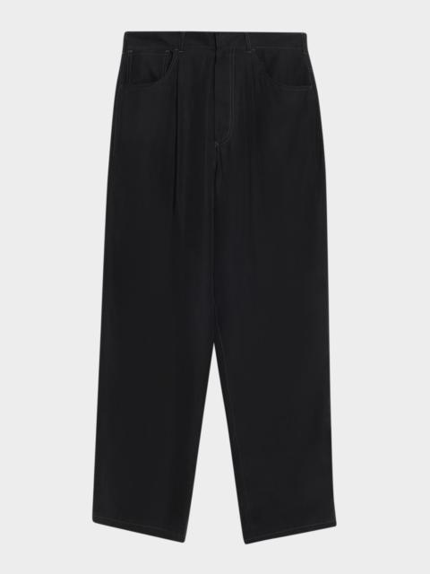 GIORGIO ARMANI Men's Lyocell Relaxed-Fit Pleated Trousers