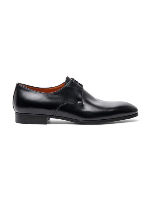 Santoni Men's polished black leather Derby shoe