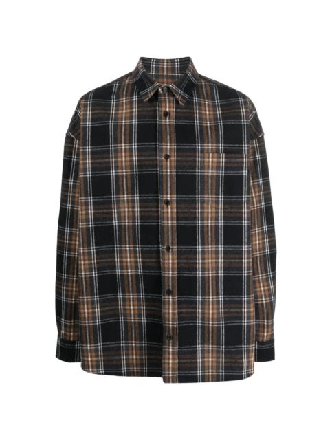 check-pattern cotton-blend shirt