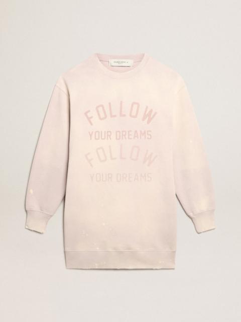 Golden Goose Distressed-finish pale pink sweatshirt dress