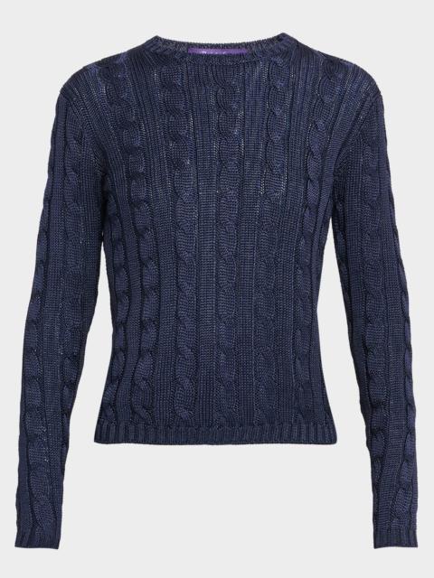 Ralph Lauren Cable-Knit Silk Crewneck Sweater