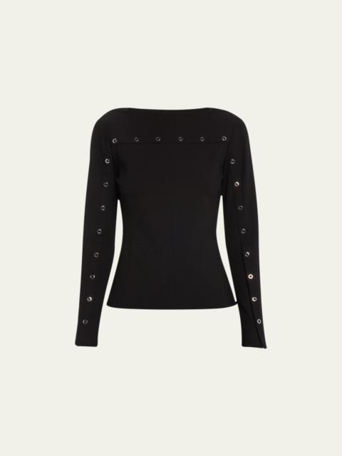 3.1 Phillip Lim Fitted Long-Sleeve Ring Snap Top