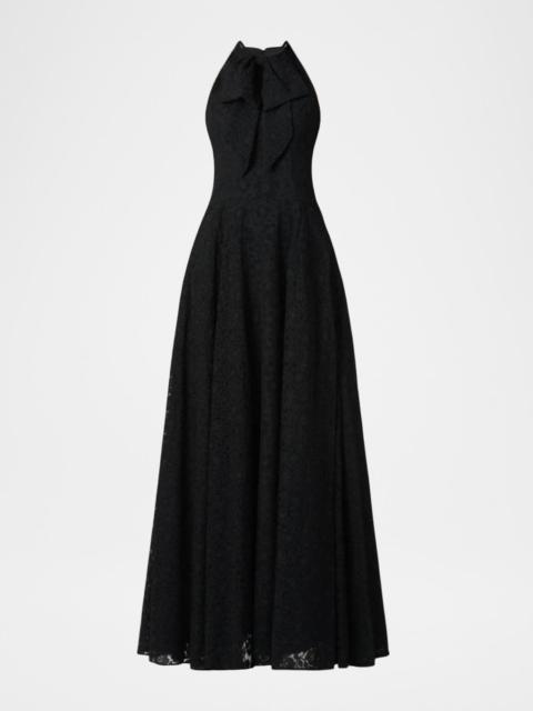Shoshanna Jill Bow-Front Floral Organza Halter Gown